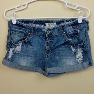ZCO Jeans Frayed Waist Distressed Exposed Button Fly Midrise Shorts size…
